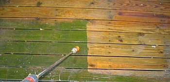 Power washing a deck